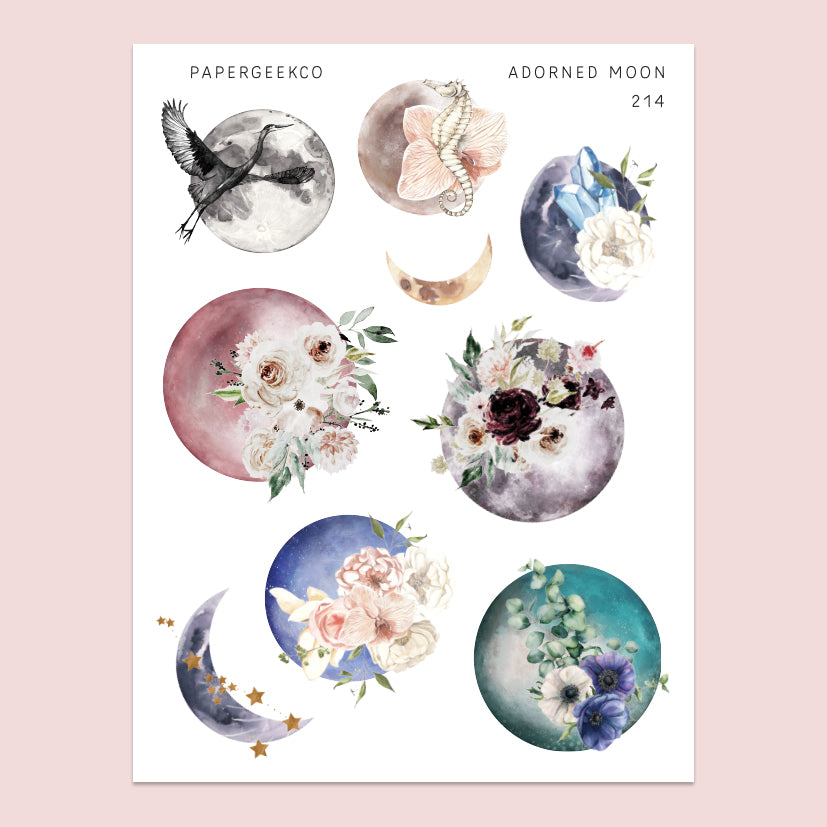 Adorned Moon Stickers 214 – PapergeekCo