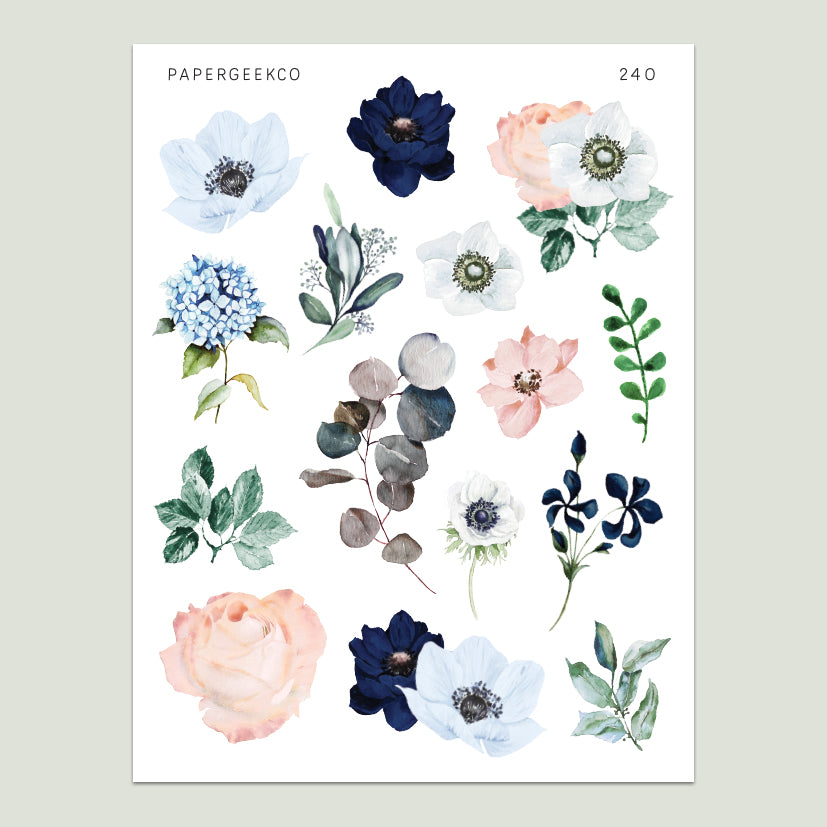 Indigo Garden Floral Stickers 240 – PapergeekCo