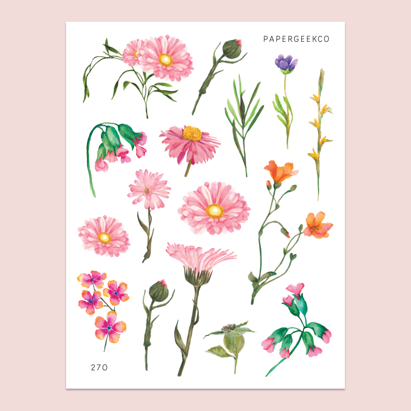 Pretty Bloom Stickers 270 – PapergeekCo