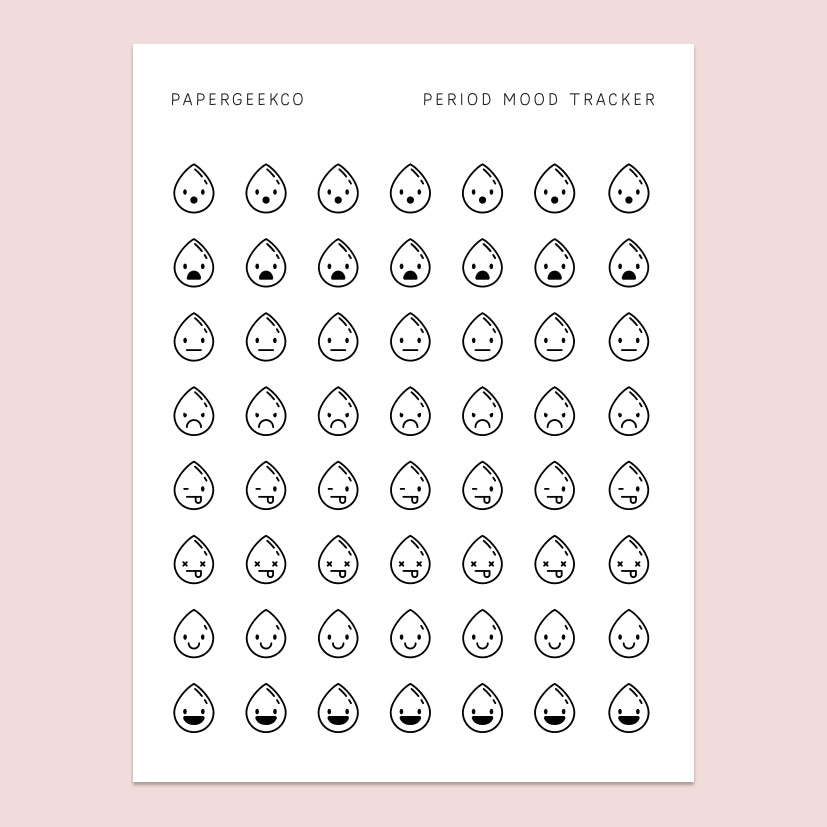 Clear Period Mood Stickers - Period Tracker Stickers – PapergeekCo