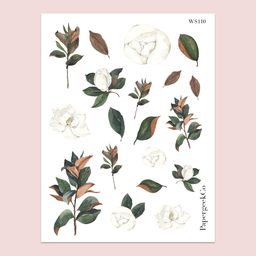Magnolia Leaf Stickers 110 - PapergeekCo