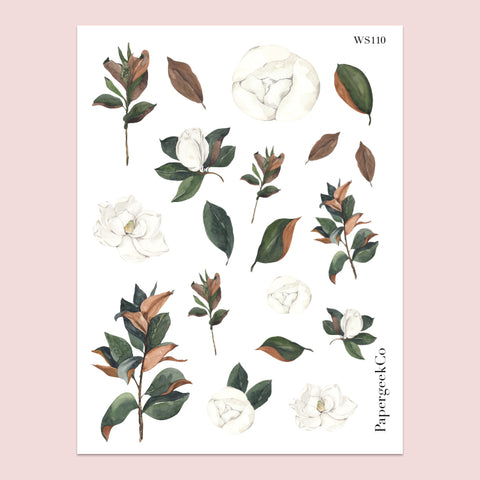Magnolia Leaf Stickers 110 - PapergeekCo