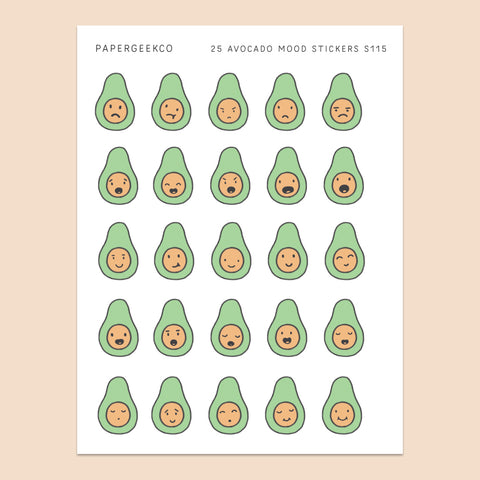 Avocado Mood Stickers 115 - PapergeekCo