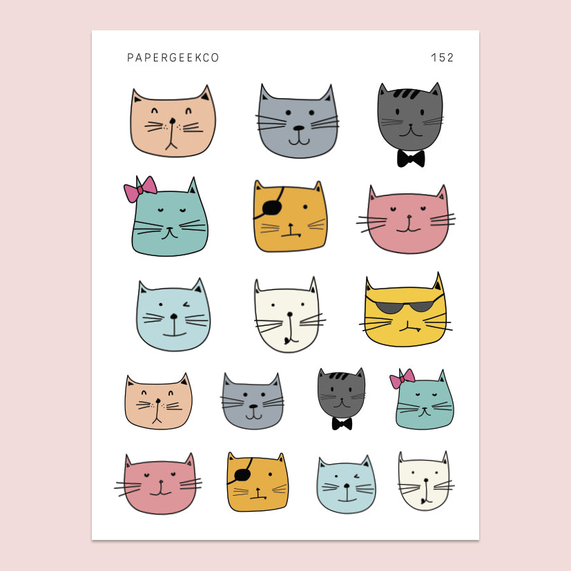 Cute Cat Stickers 152 - PapergeekCo
