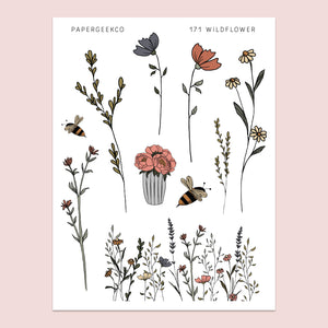 Wildflower Clear Stickers 171 - PapergeekCo