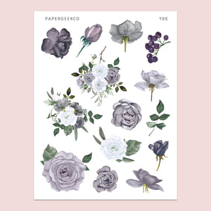 Grey Rose Stickers 195 - PapergeekCo