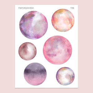 Clear Pink Moon Stickers 196 - PapergeekCo