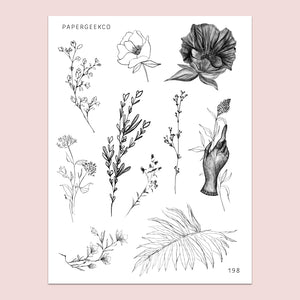 Clear Nature Lineart Floral Stickers 198 - PapergeekCo