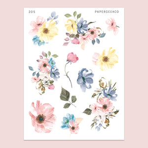 Pastel Spring Floral Stickers 205 - PapergeekCo