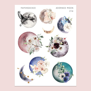 Adorned Moon Stickers 214 - PapergeekCo
