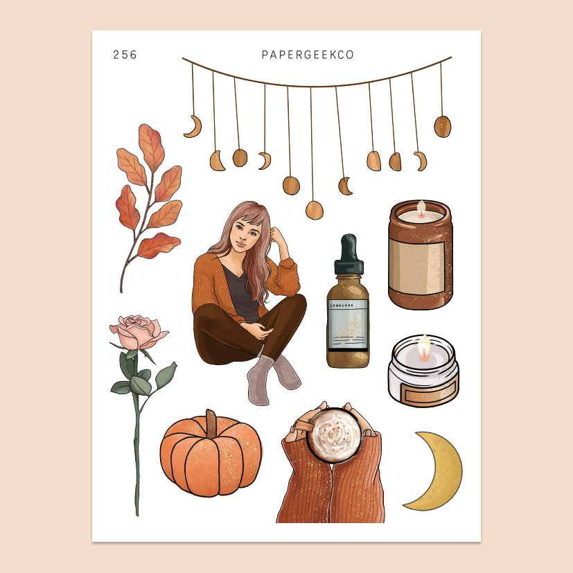Warm & Cozy - Clear Autumn Stickers 256 - PapergeekCo