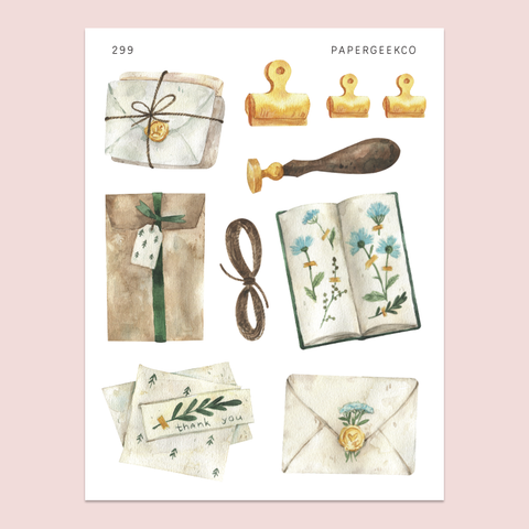 Vintage Rustic Stationery Stickers 299