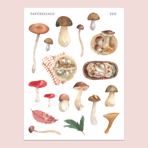 Fall Mushroom Stickers 300