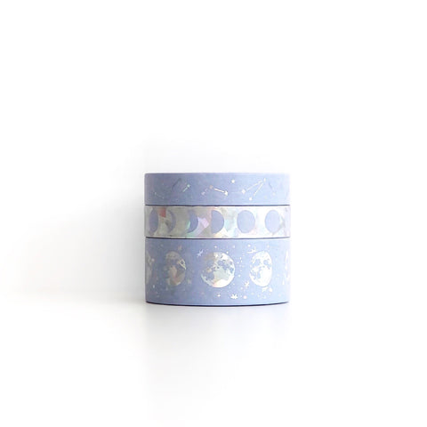 Seconds Sky Blue Cat Moonphase Holographic Foil Washi Tape – Meow