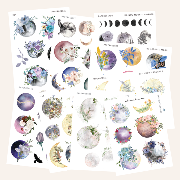 Adorned Moon Stickers Bundle vol.1 *updated* - PapergeekCo