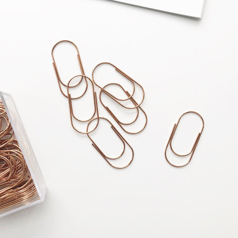 Rose Gold Wide Paper Clips Set - PapergeekCo