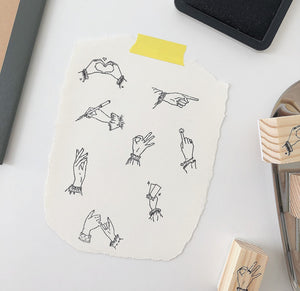 Hand Gestures Rubber Stamp - PapergeekCo