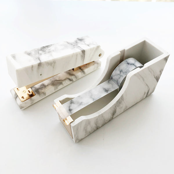 Marble Stapler & Tape Dispenser Set - PapergeekCo