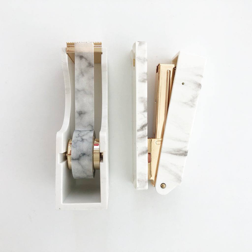 Marble Stapler & Tape Dispenser Set – PapergeekCo